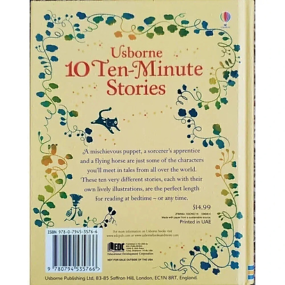 USBORNE 10 Ten-Minute Stories Hardcover Illustrations Fairy Tales Pinocchio Beas - Picture 5 of 5